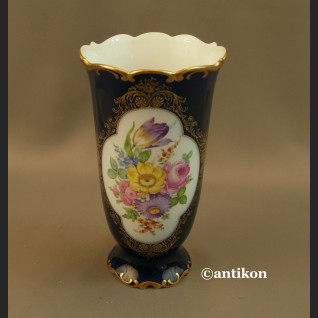 Wazon Hutschenreuther granatowy z kwiatami kobalt