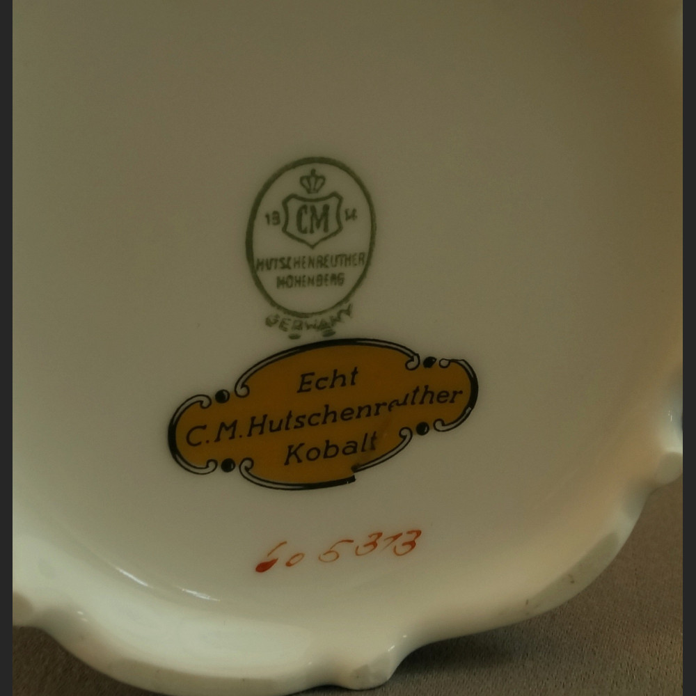 Wazon Hutschenreuther granatowy z kwiatami kobalt