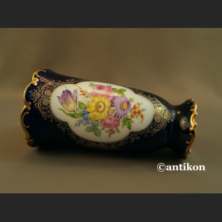 Wazon Hutschenreuther granatowy z kwiatami kobalt