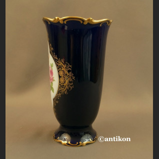 Wazon Hutschenreuther granatowy z kwiatami kobalt