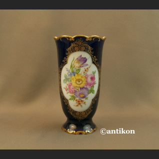 Wazon Hutschenreuther granatowy z kwiatami kobalt