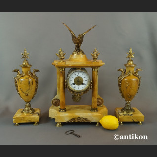 Zegar antyk kominkowy marmurowy z orłem 