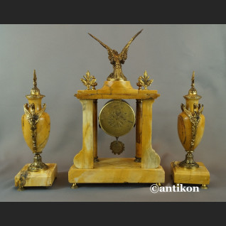 Zegar antyk kominkowy marmurowy z orłem 