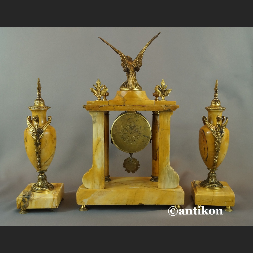 Zegar antyk kominkowy marmurowy z orłem 