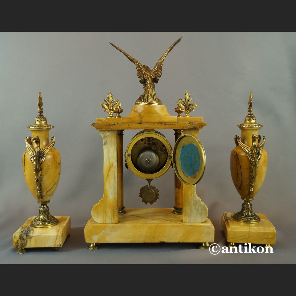 Zegar antyk kominkowy marmurowy z orłem 