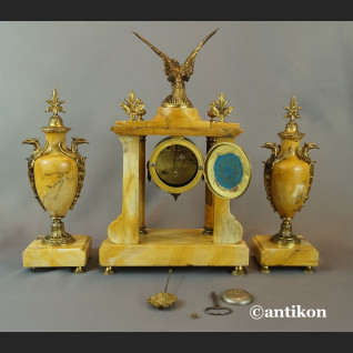 Zegar antyk kominkowy marmurowy z orłem 