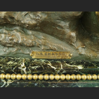 Zegar myśliwski kominkowy antyk  Polowanie 