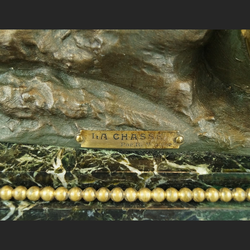 Zegar myśliwski kominkowy antyk  Polowanie 