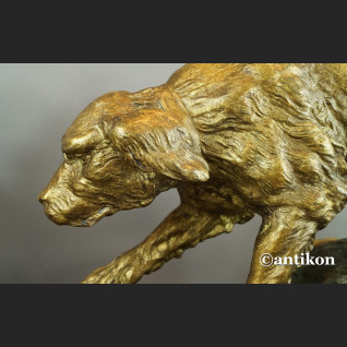 Zegar myśliwski kominkowy antyk  Polowanie 