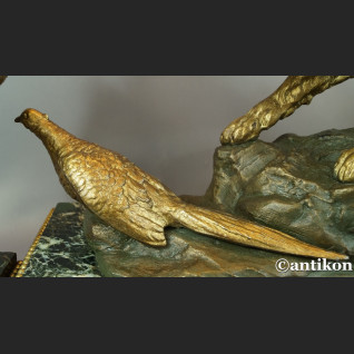 Zegar myśliwski kominkowy antyk  Polowanie 