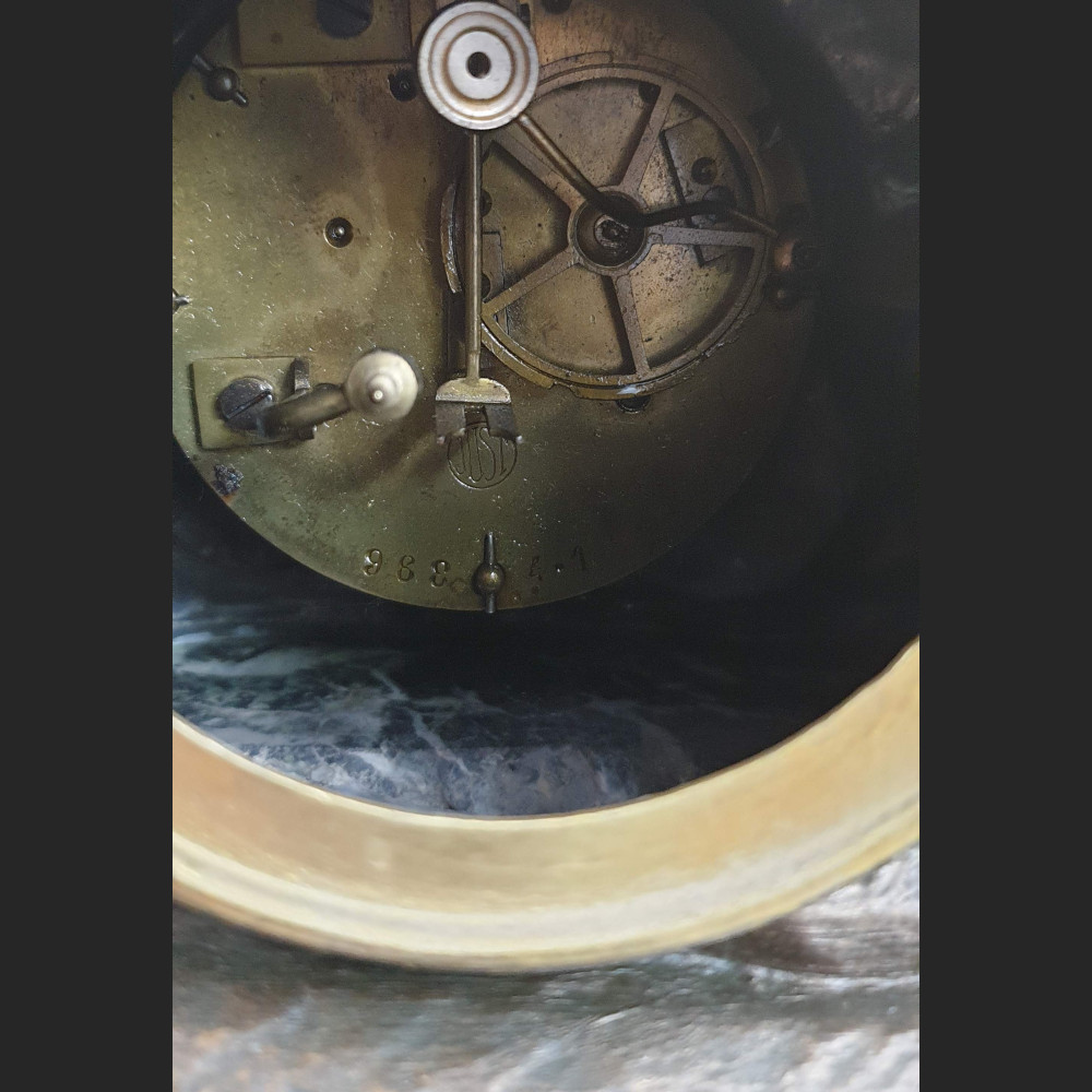 Zegar myśliwski kominkowy antyk  Polowanie 