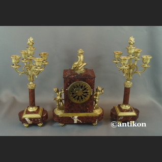 Barokowy zegar antyk z kandelabrami i aniołkami  Barokowy zegar antyk z kandelabrami i aniołkami