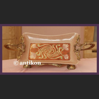 ZACHWYCAJĄCA SECESYJNA PATERA Z BRĄZEM