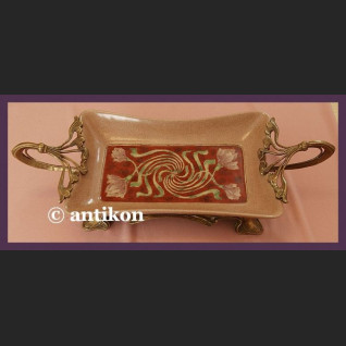 ZACHWYCAJĄCA SECESYJNA PATERA Z BRĄZEM