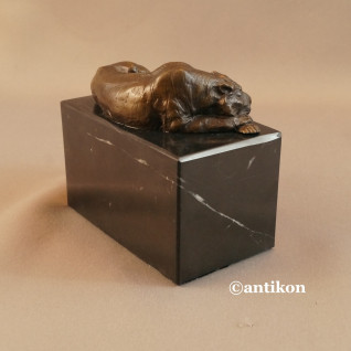 Figurka z brązu tygrys odpoczywający mała rzeźba