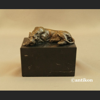 Figurka z brązu tygrys odpoczywający mała rzeźba