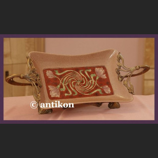 ZACHWYCAJĄCA SECESYJNA PATERA Z BRĄZEM