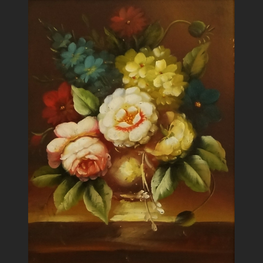 Obraz kwiaty w złotej barokowej ramie  Obraz kwiaty w złotej barokowej ramie