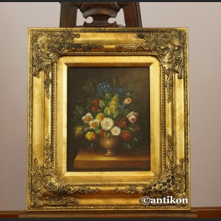Kwiaty obraz w złotej barokowej ramie 