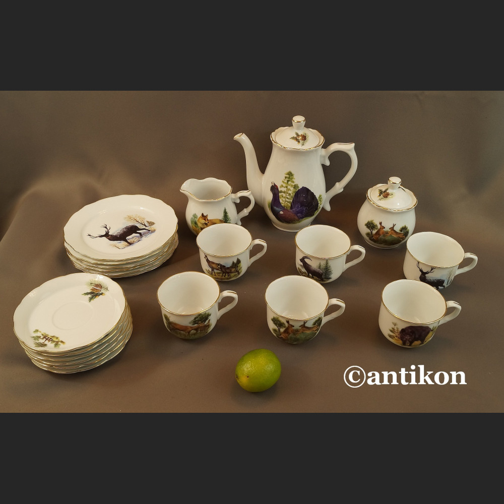 Serwis myśliwski kawowy z niemieckiej porcelany
