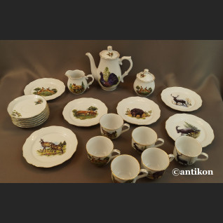 Serwis myśliwski kawowy z niemieckiej porcelany