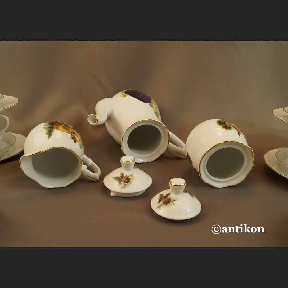 Serwis myśliwski kawowy z niemieckiej porcelany