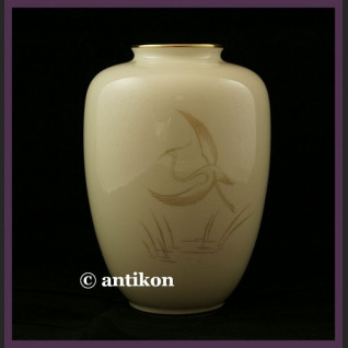 ZNAKOMITY DUŻY STARY WAZON Z PTAKIEM SYG. HERTEL - JACOB