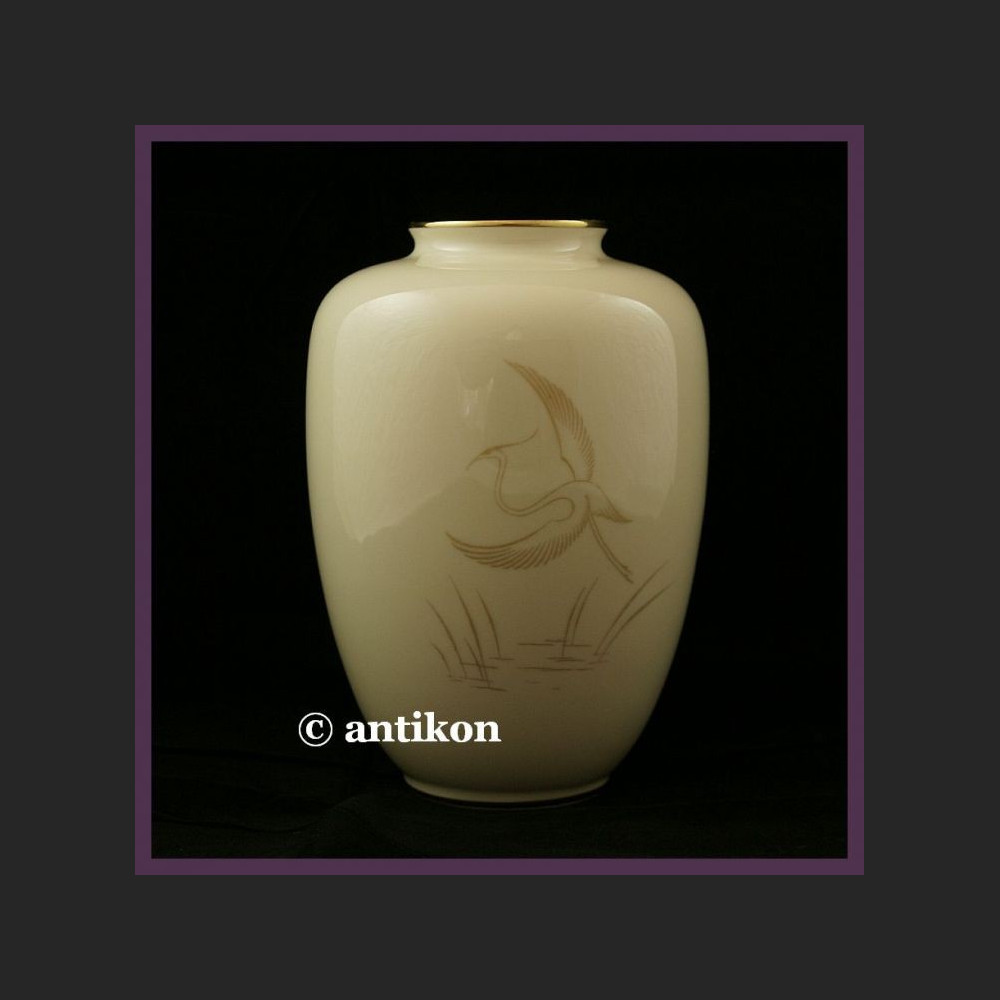 ZNAKOMITY DUŻY STARY WAZON Z PTAKIEM SYG. HERTEL - JACOB