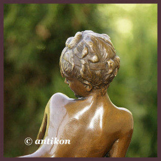 DUŻY UROCZY AKT DZIEWCZYNY BRĄZ SYGNOWANA RZEŹBA 