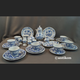 Serwis cebulowy śniadaniowy z kieliszkami