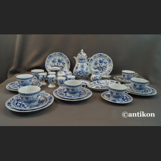 Serwis cebulowy śniadaniowy z kieliszkami