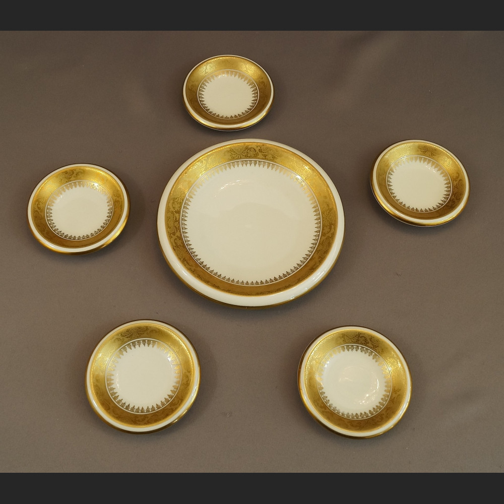 Talerzyki do konfitur złocone bawarska porcelana