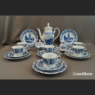 Bawarski serwis kobaltowy ze scenkami 