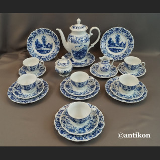 Bawarski serwis kobaltowy ze scenkami 