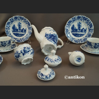 Bawarski serwis kobaltowy ze scenkami 
