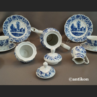 Bawarski serwis kobaltowy ze scenkami 