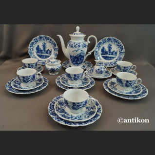 Bawarski serwis kobaltowy ze scenkami 