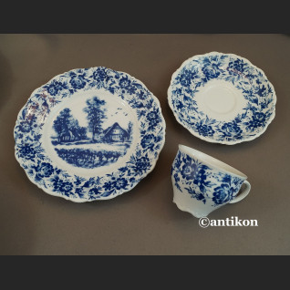 Bawarski serwis kobaltowy ze scenkami 