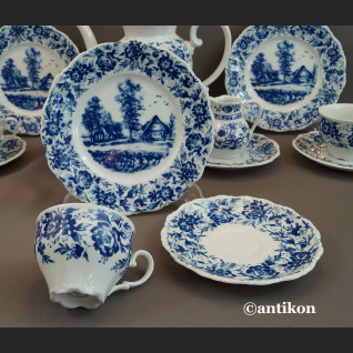 Bawarski serwis kobaltowy ze scenkami 
