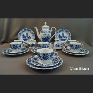 Bawarski serwis kobaltowy ze scenkami 