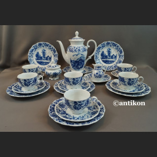 Bawarski serwis kobaltowy ze scenkami 