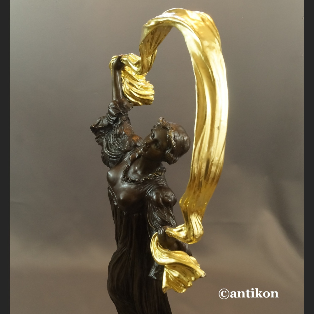 Secesyjna tancerka duża rzeźba z brązu 