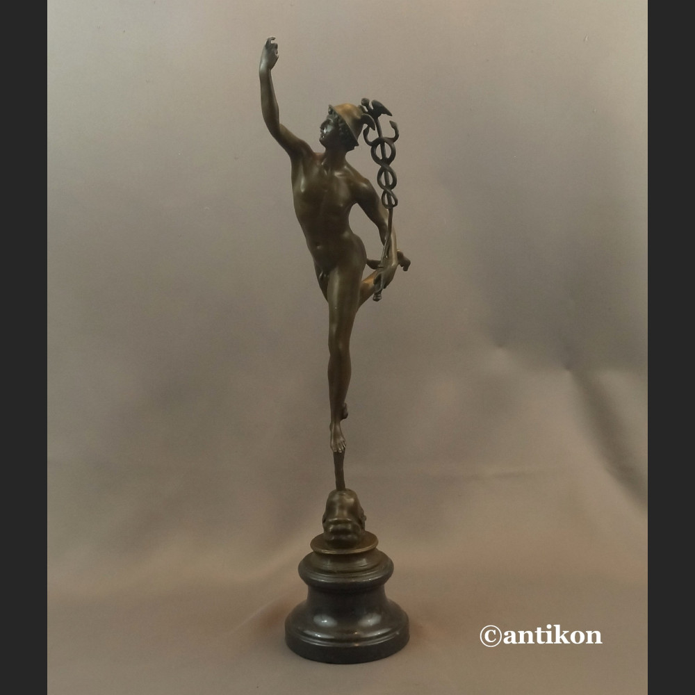 Rzeźba z brązu Hermes patron interesów Merkury bóg kupców świetna  Rzeźba z brązu Hermes patron interesów Merkury bóg kupców świetna