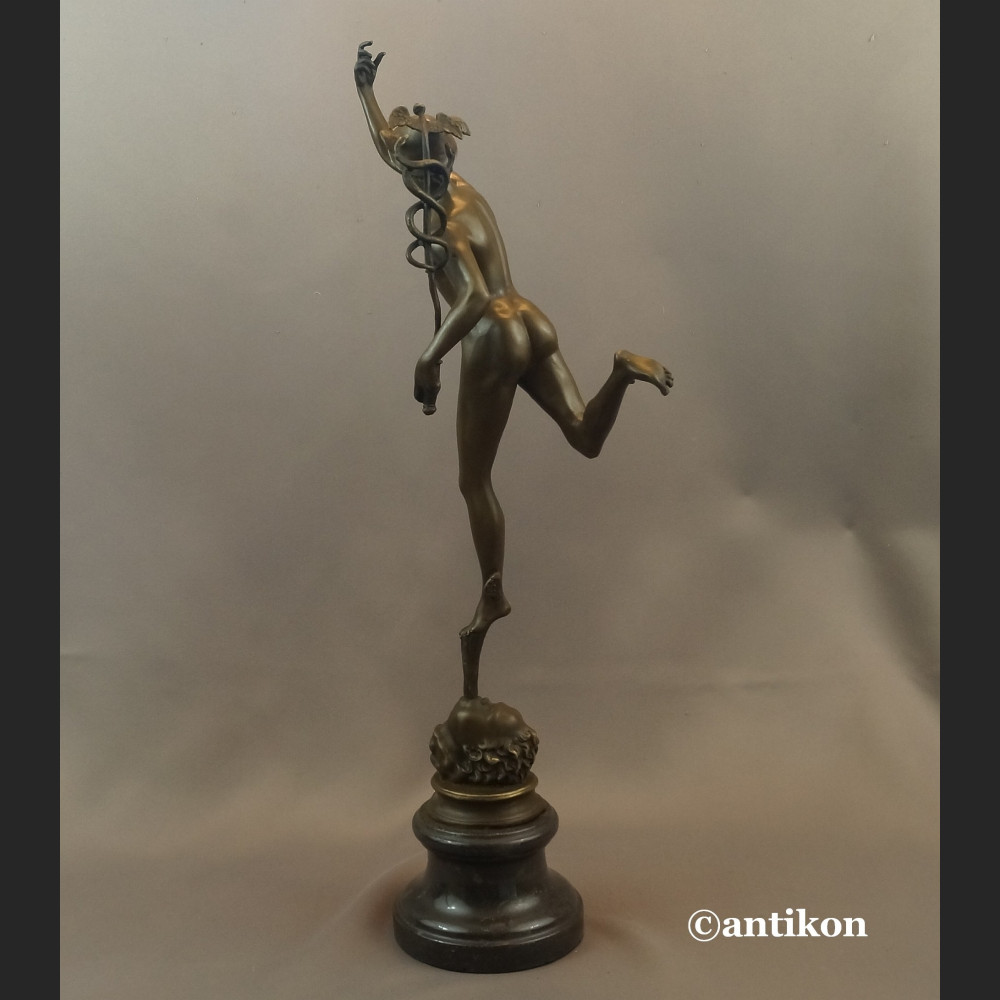 Rzeźba z brązu Hermes patron interesów Merkury bóg kupców świetna  Rzeźba z brązu Hermes patron interesów Merkury bóg kupców świetna