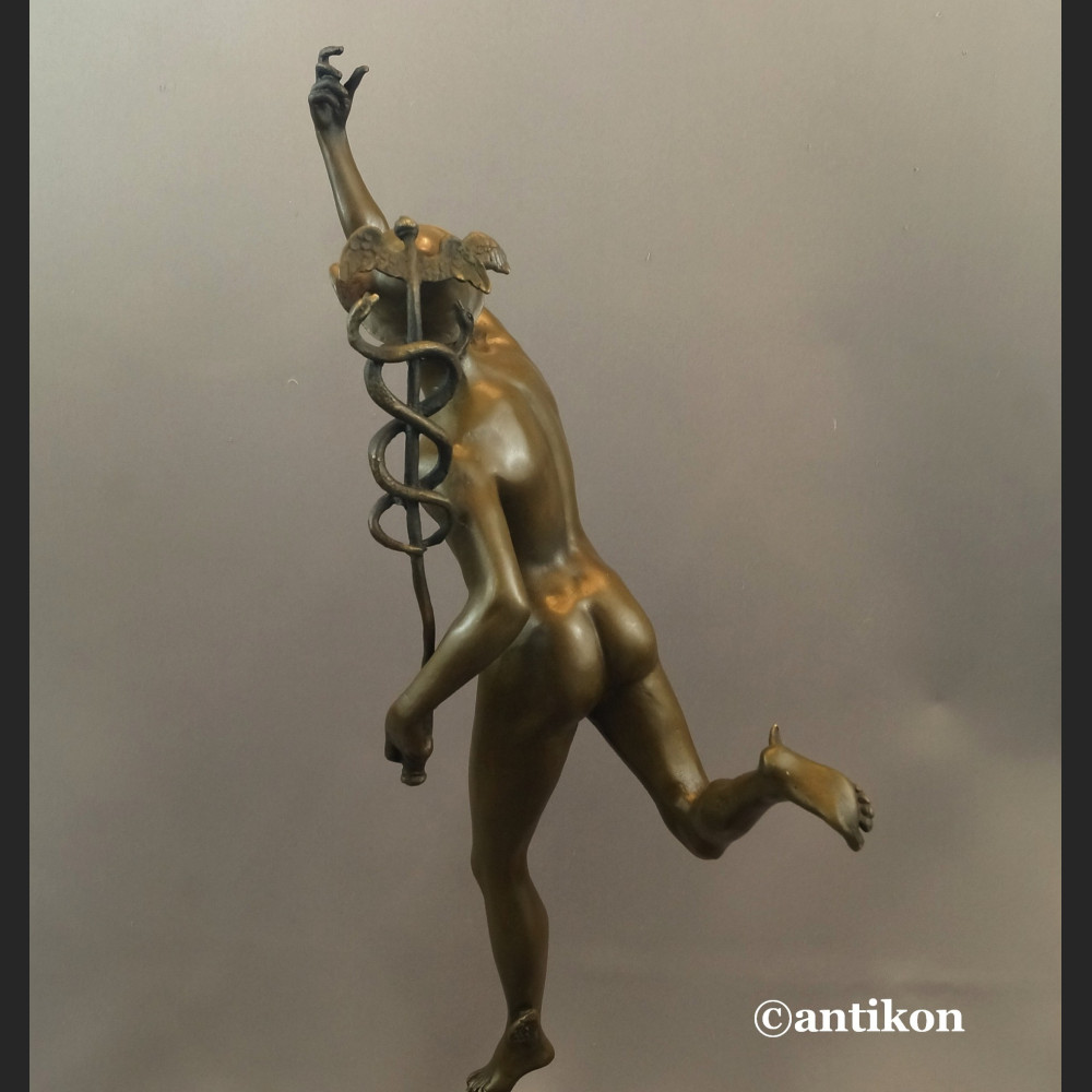 Rzeźba z brązu Hermes patron interesów Merkury bóg kupców świetna  Rzeźba z brązu Hermes patron interesów Merkury bóg kupców świetna