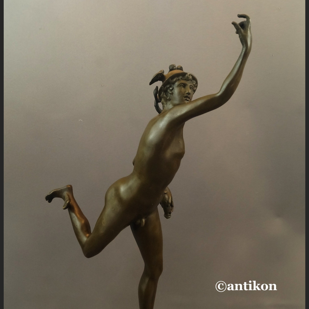 Rzeźba z brązu Hermes patron interesów Merkury bóg kupców świetna  Rzeźba z brązu Hermes patron interesów Merkury bóg kupców świetna