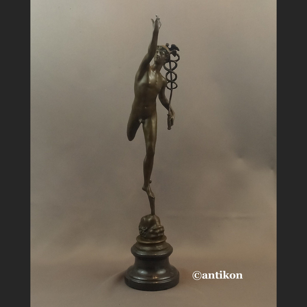 Rzeźba z brązu Hermes patron interesów Merkury bóg kupców świetna  Rzeźba z brązu Hermes patron interesów Merkury bóg kupców świetna