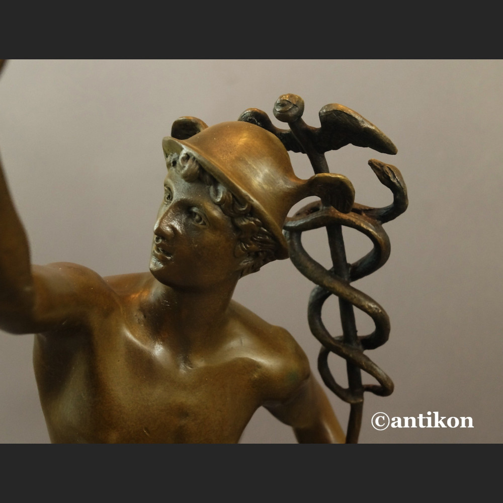 Rzeźba z brązu Hermes patron interesów Merkury bóg kupców świetna  Rzeźba z brązu Hermes patron interesów Merkury bóg kupców świetna