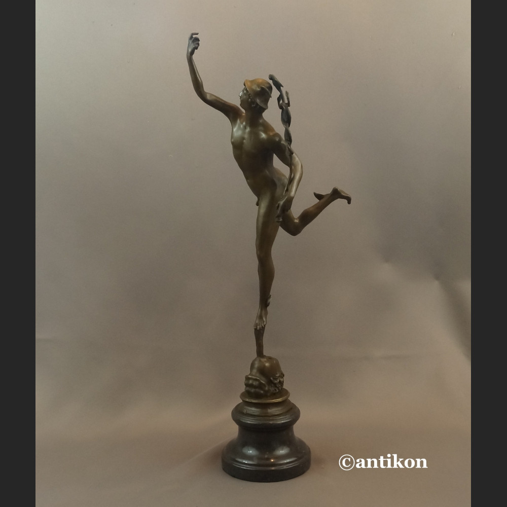 Rzeźba z brązu Hermes patron interesów Merkury bóg kupców świetna  Rzeźba z brązu Hermes patron interesów Merkury bóg kupców świetna