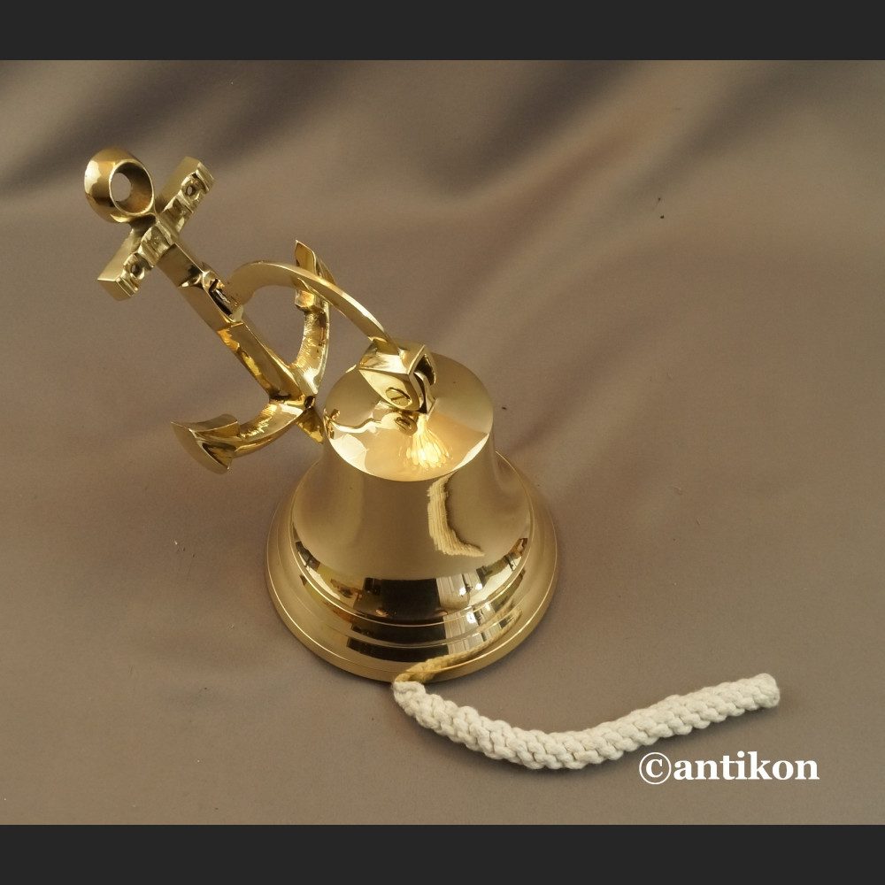 Żeglarski dzwon mosiężny z kotwicą Żeglarski dzwon mosiężny z kotwicą